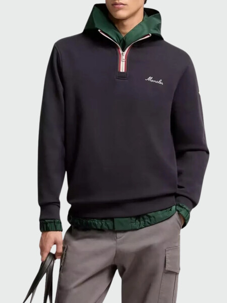 MONCLER - Buzo de Cuello Tortuga Azul Marino