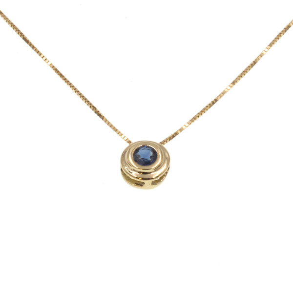 Colgante Zafiro doble virola con cadena de oro amarillo 18k Colgante Zafiro doble virola con cadena de oro amarillo 18k
