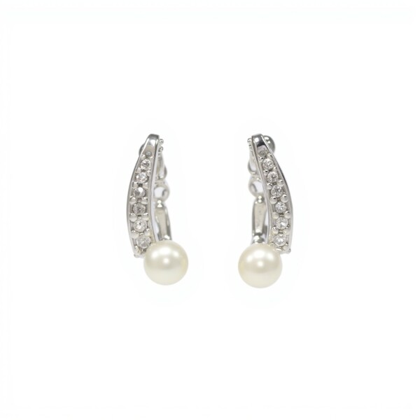 Caravanas Vintage Perlas-Plata 925-Con Perla y Zirconia-CA3213 conperla