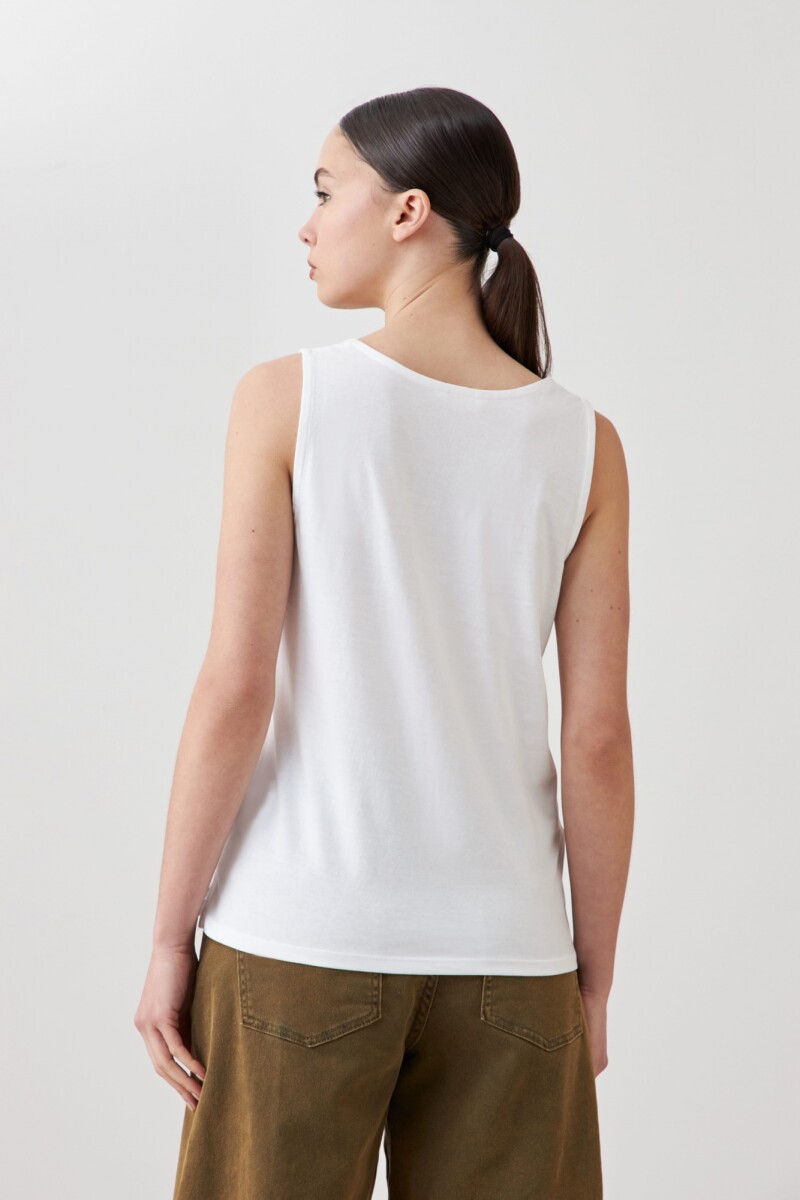 Musculosa con puff print blanco
