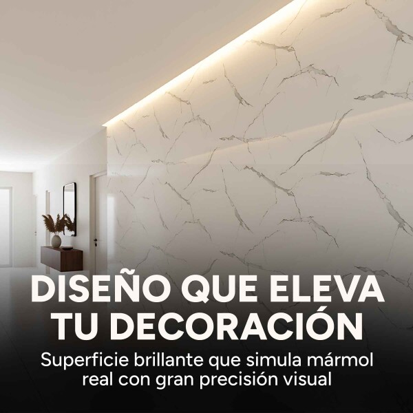 Placa PVC Símil Mármol 2,44x1,22m 3mm Pack X20 Mármol Blanco Gris Claro 1