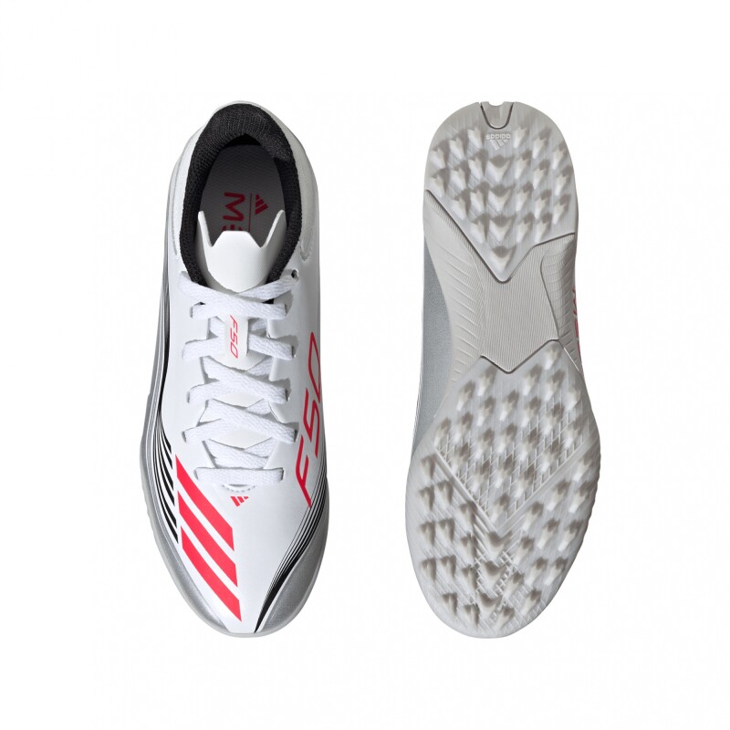 CHAMPIONES adidas F50 MESSI LEAGUE PARA NIÑOS PASTO SINTÉTIC Silver & Red