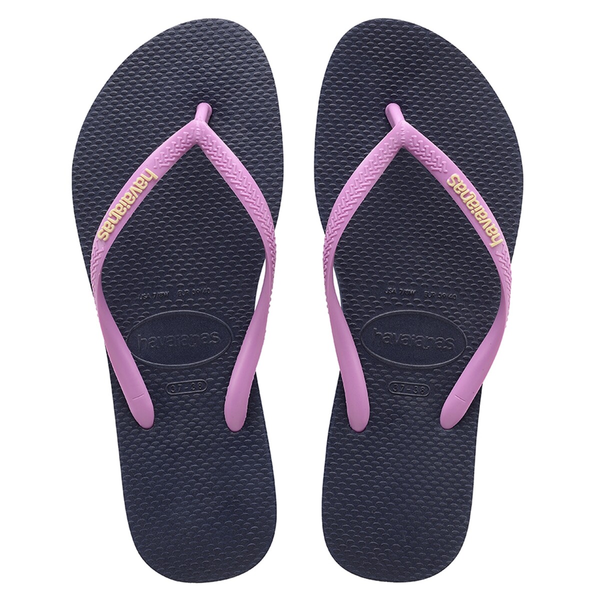 Sandalia de Mujer Havaianas Slim Logo Pop Up - Azul Marino - Rosado 