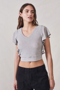 Remera Metalizada Gris Melange