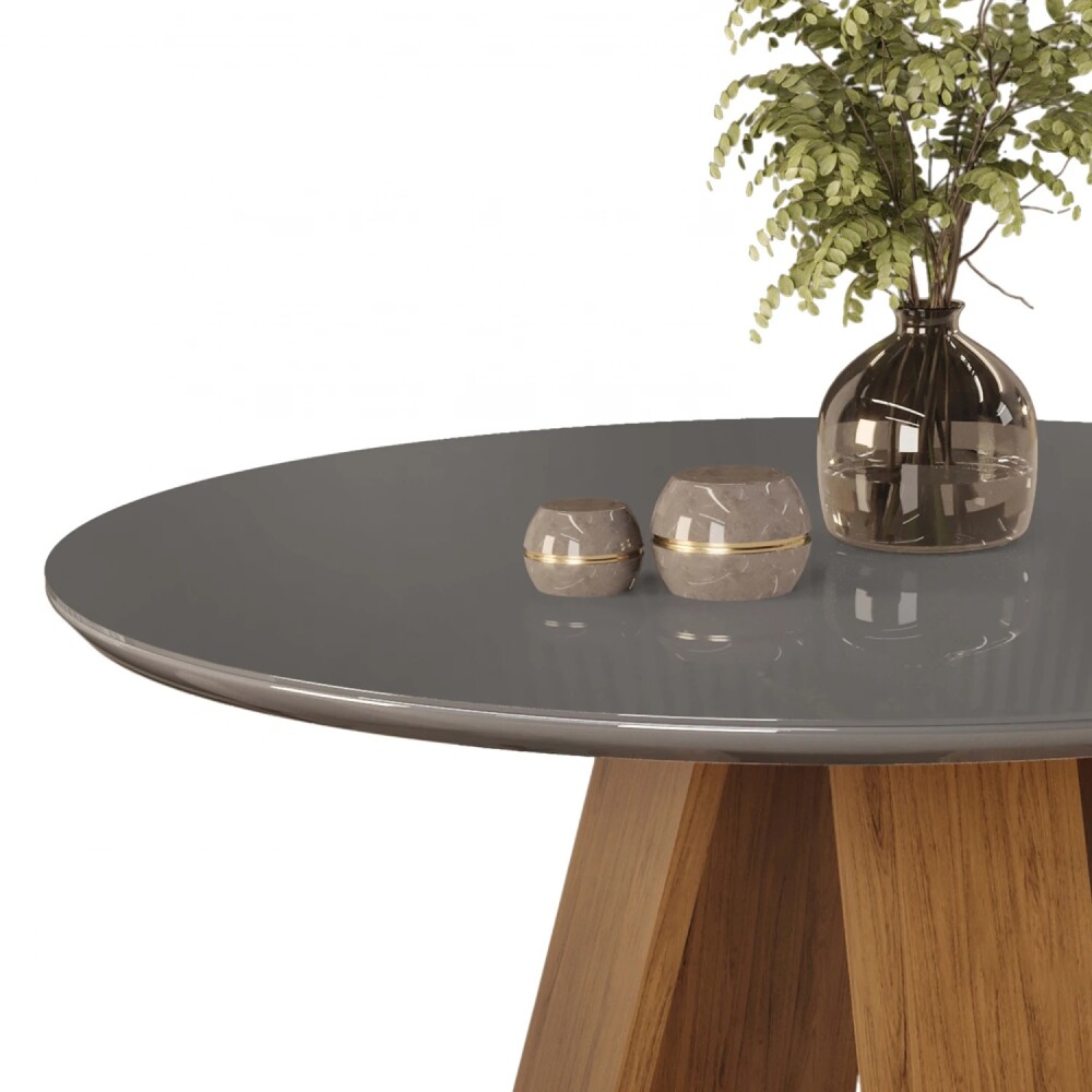Juego De Comedor 4 Sillas Mesa Redonda - Celeste Gris / Beige