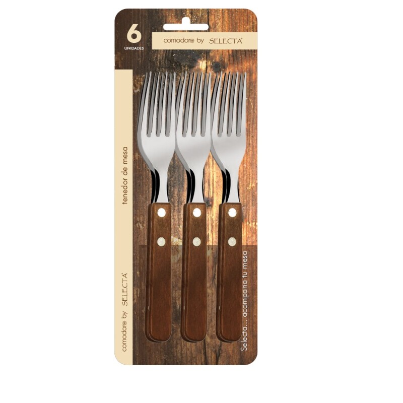 Set 6Pzas Tenedores 1,5Mm Mango Madera SET 6PZAS TENEDORES 1.5MM MANGO MADERA