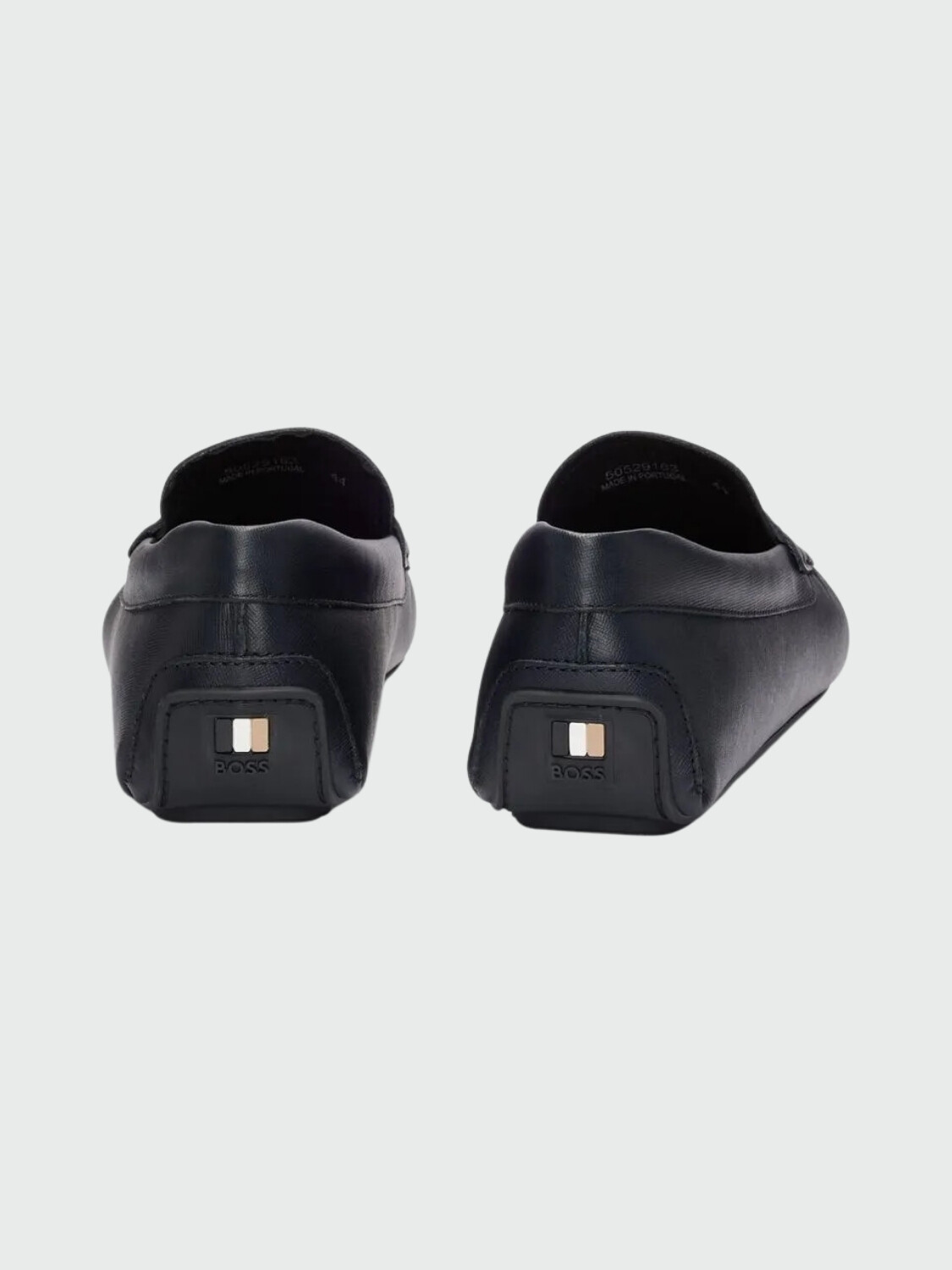 BOSS Mocasines de Piel Grabada con Detalle de Logotipo Azul Oscuro