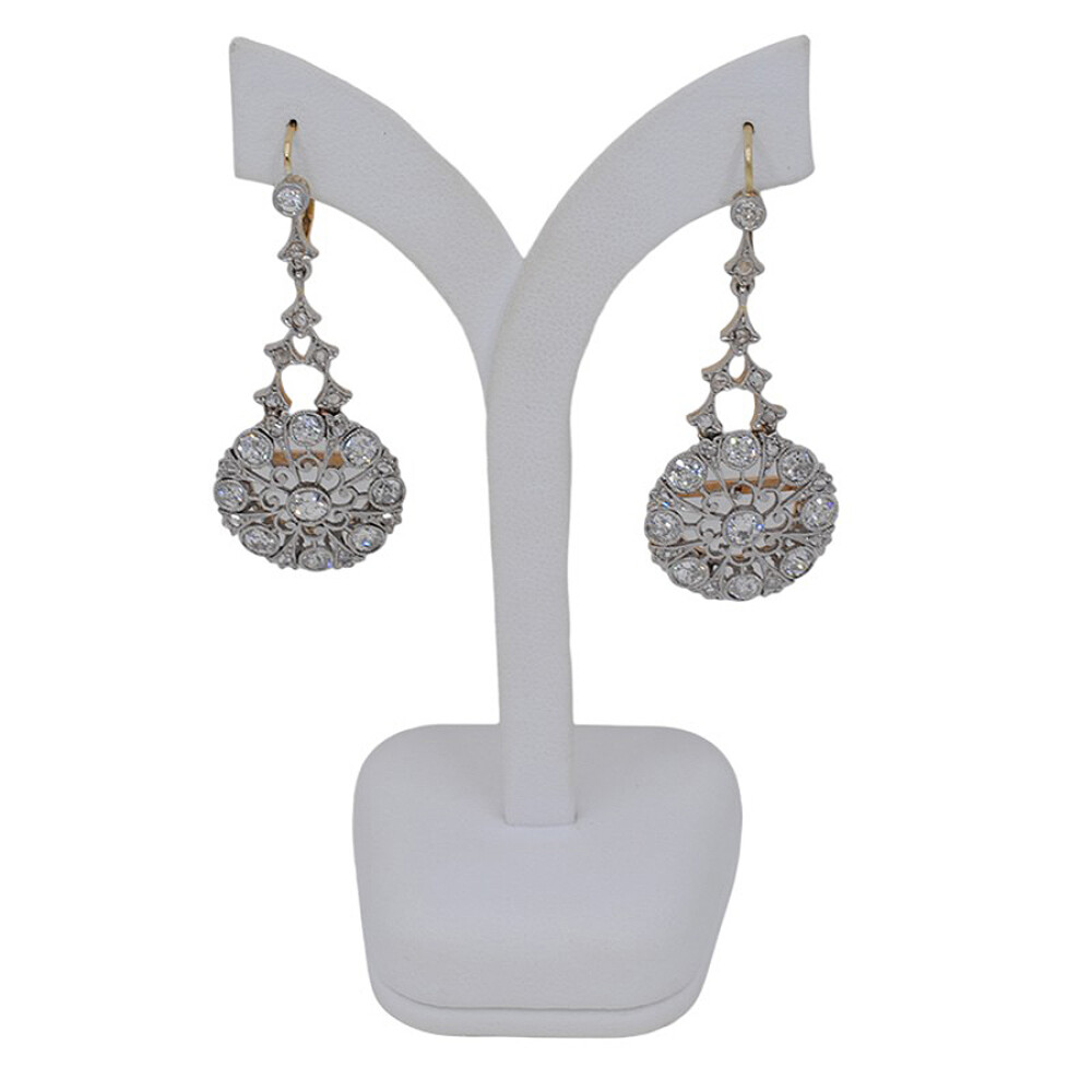 Caravanas En Oro 18K, Platino Con Brilliantes Y Diamantes Caravanas En Oro 18K, Platino Con Brilliantes Y Diamantes