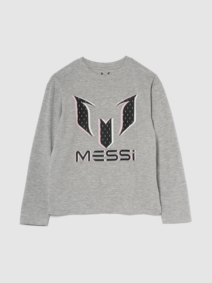 Remera Messi Manga Larga Niño - Heather Grey 