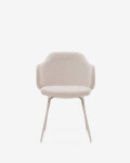 Silla Yunia beige con patas de acero con acabado pintado beige