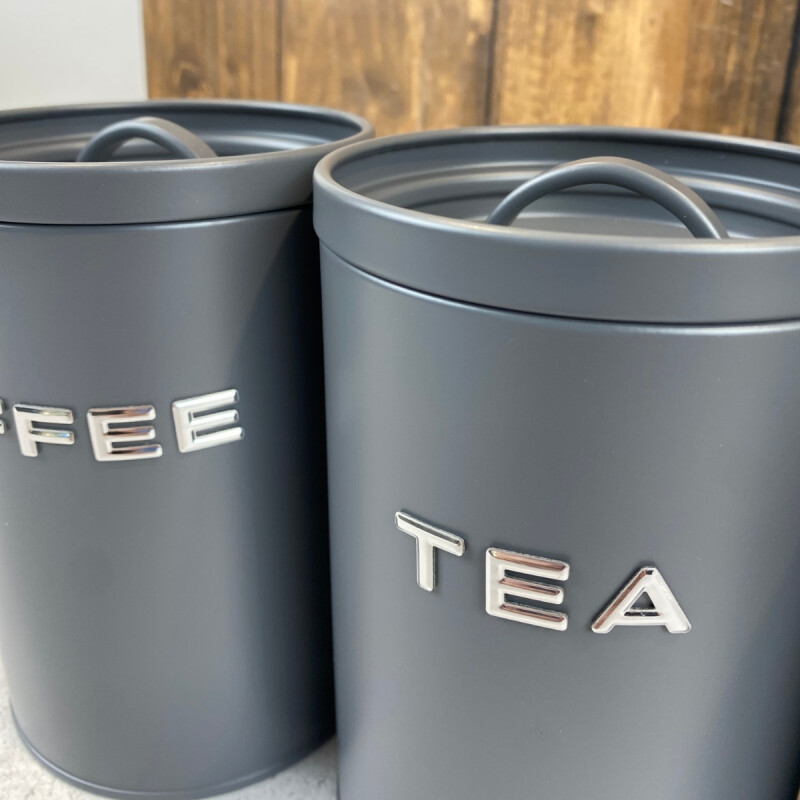 Set de 3 Recipientes AZU/TÉ/CAFÉ con asa 11x16cm GRIS