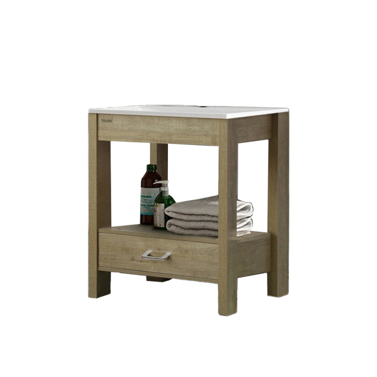 Mueble De Baño Vanity Marrón Con Bacha Blanca 