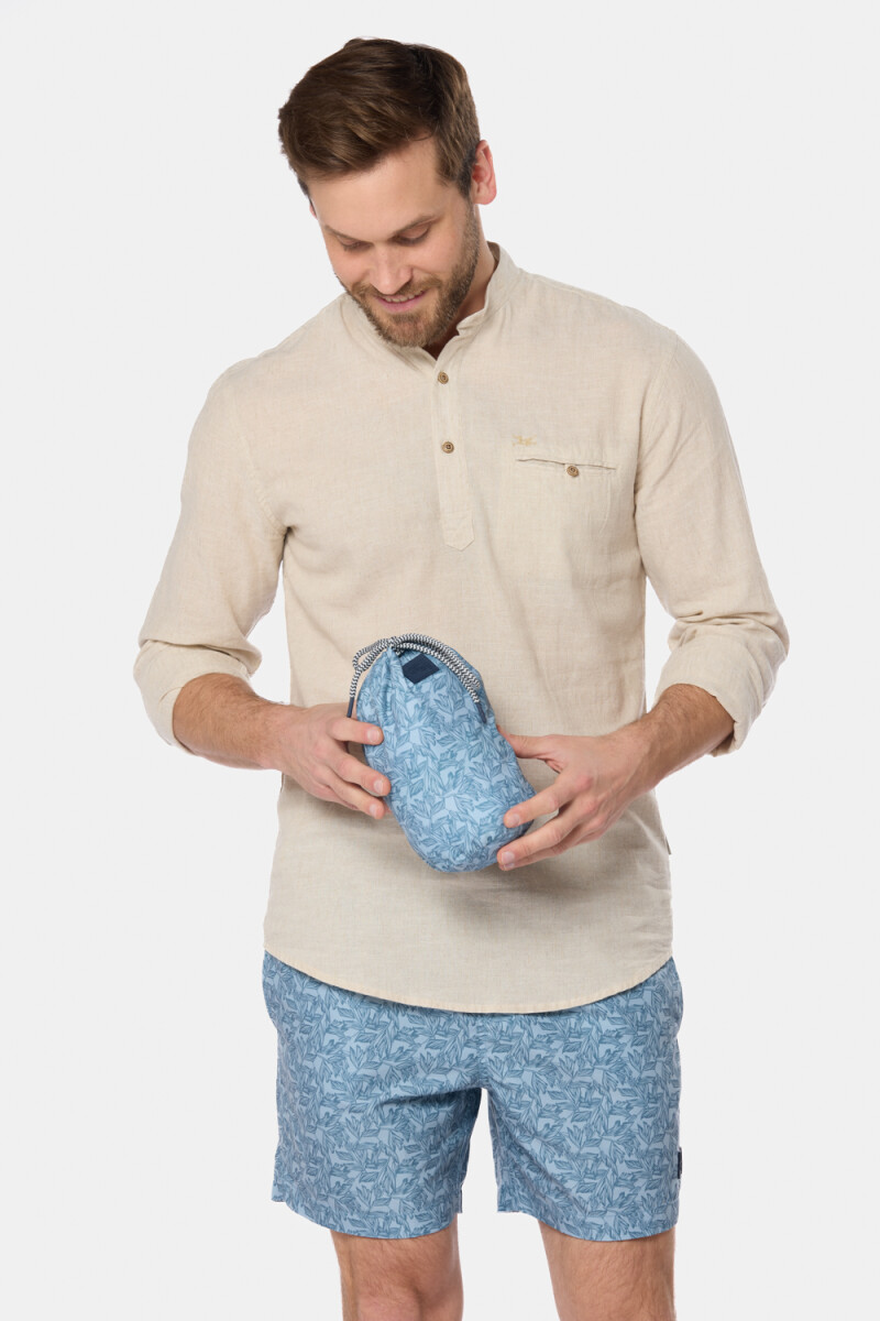 SHORT DE BAÑO ESTAMPADO - Azul 