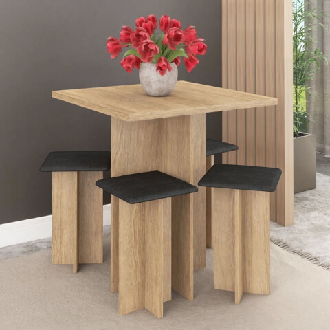 Juego De Comedor Mesa con 4 Sillas Banquetas Carvale