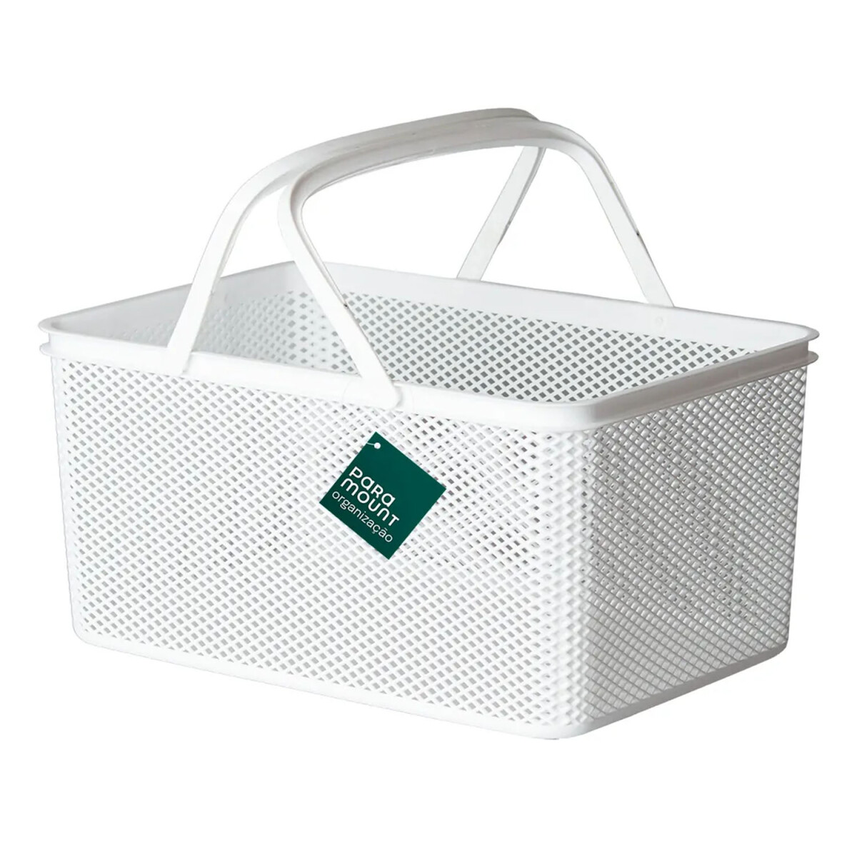 Canasto Cesto Organizador Línea c/Asa Rectangular 40x27x20Cm - Blanco 