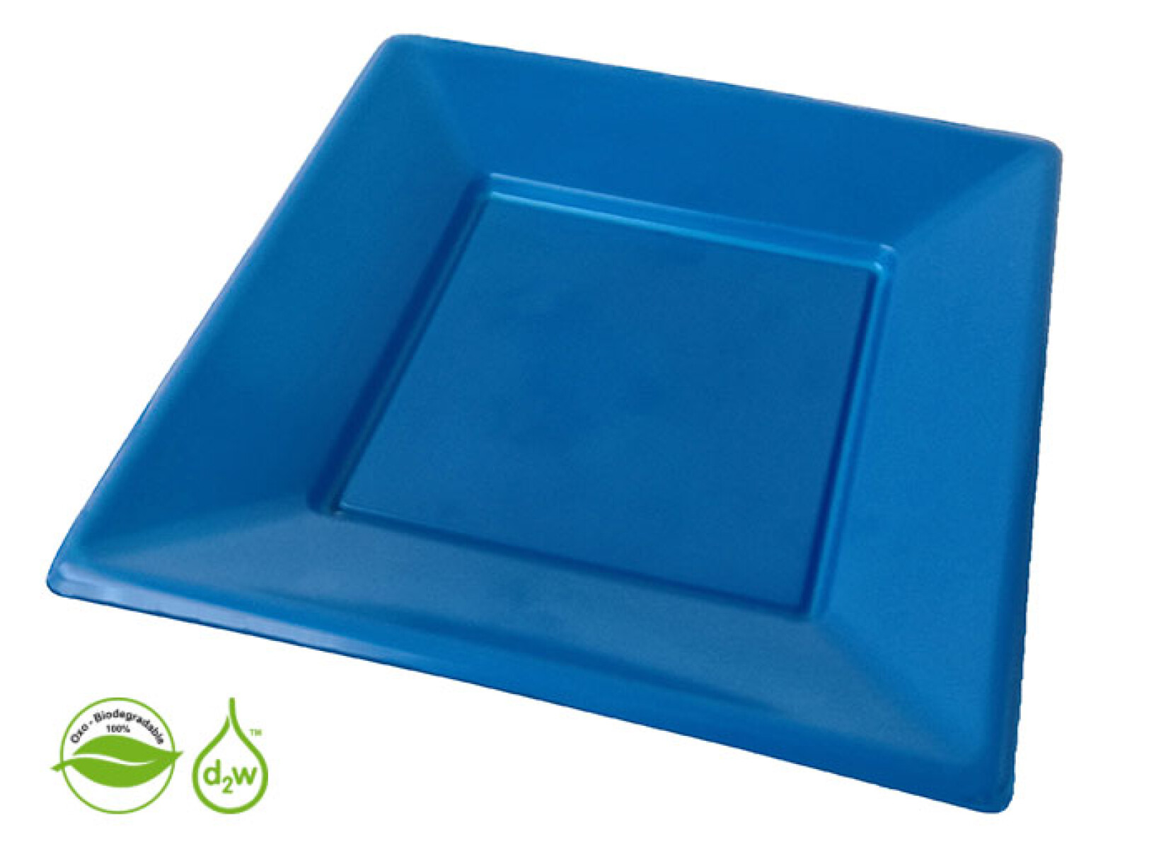 Plato Cuadrado Biodegradable x10 Und - Azul 