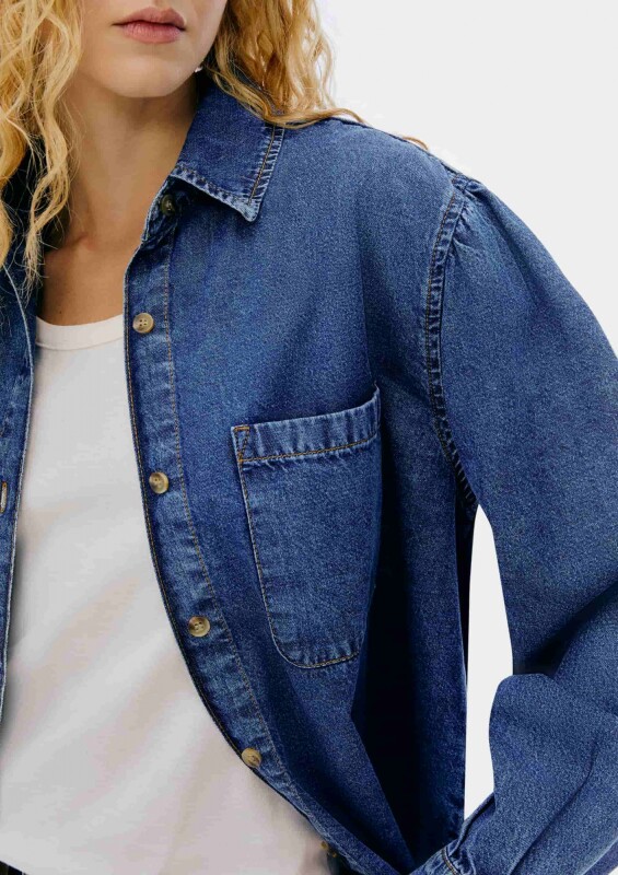 CAMISA ML FEM AZUL ESCURO