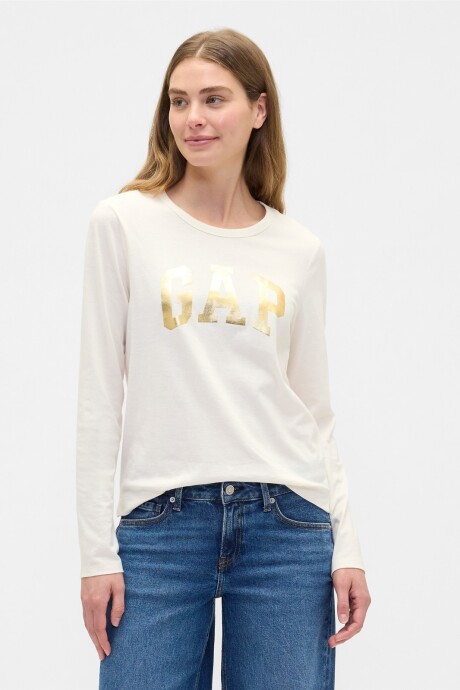 Remera Logo Gap Mujer Ivory Frost