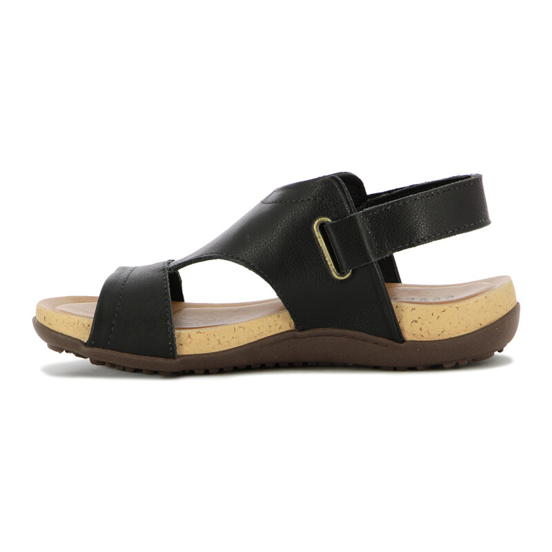 Sandalia Casual Mujer Country Dos Tiras Con Pulsera Negro