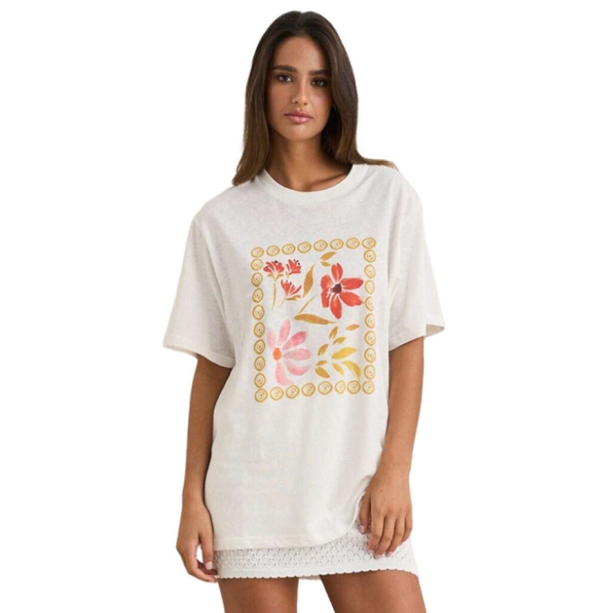 Remera Rhythm Wildflower Oversized - Blanco 