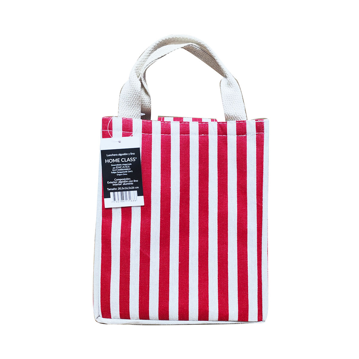 Lunchera Térmica De Algodón A Rayas 26 x 20 cm - ROJO 