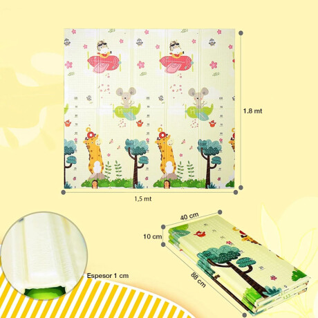 Alfombra Anti golpes 180x150 Infantil Reversible Impermeable Celeste