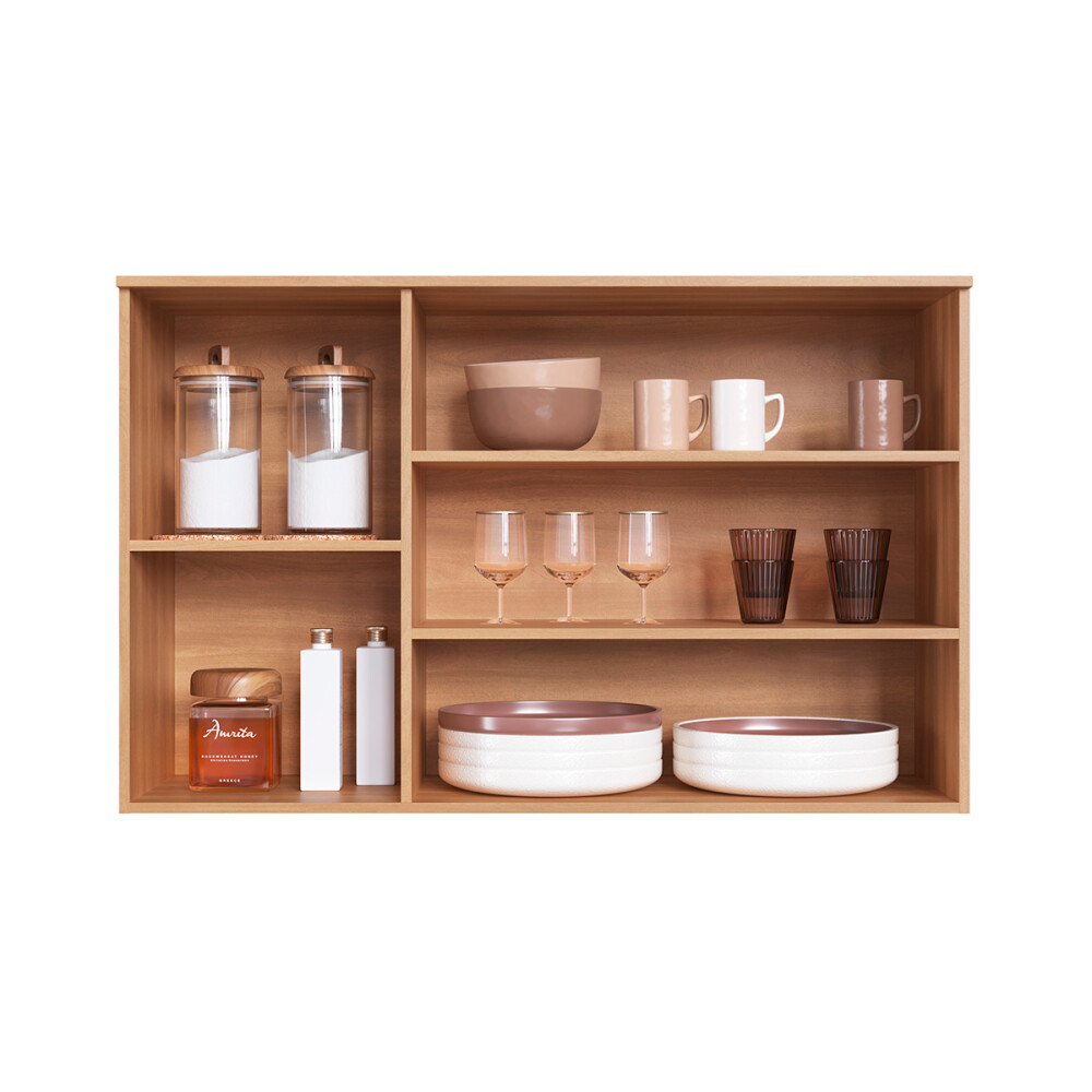 Módulo aéreo ALICE 1,20 m, 3 puertas ripadas, color Freijó Módulo Aéreo Alice 1,20 M, 3 Puertas Ripadas, Color Freijó