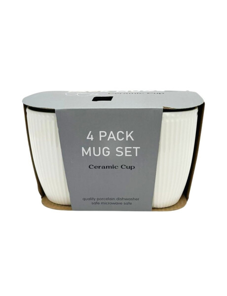 SET X4 TAZAS DISEÑO RAYAS 360ML 8.5X10.5CM BLANCO SET X4 TAZAS DISEÑO RAYAS 360ML 8.5X10.5CM BLANCO
