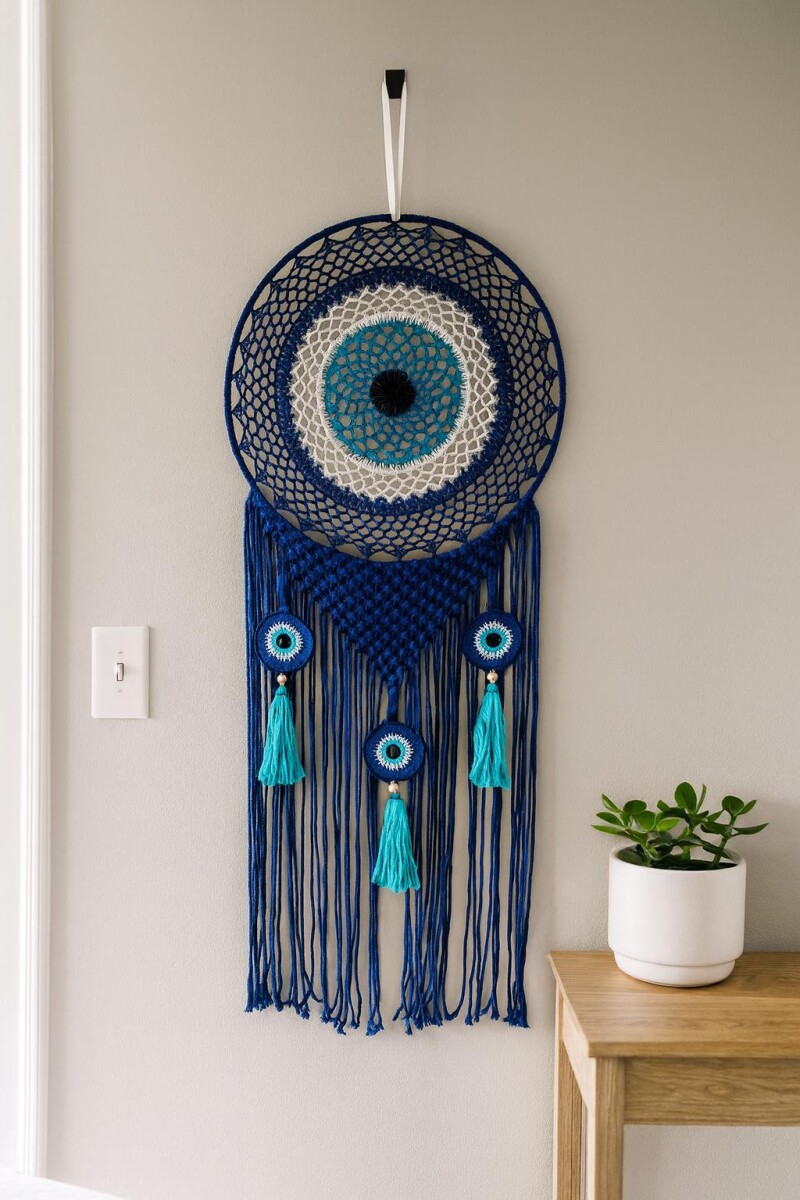 AtrapaSueños Ojo Turco De Crochet Con Flecos 