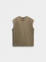 Camiseta Con Bordes Marcados 100% Algodón caqui