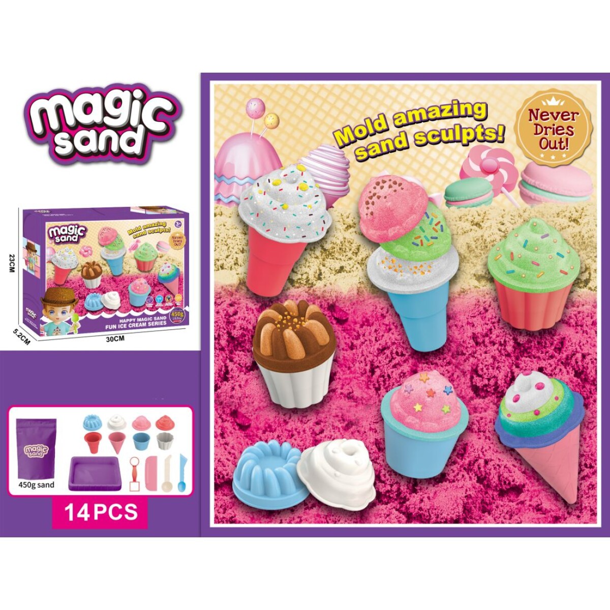 Juego moldes helados con accesorios con arena kinética 3052 
