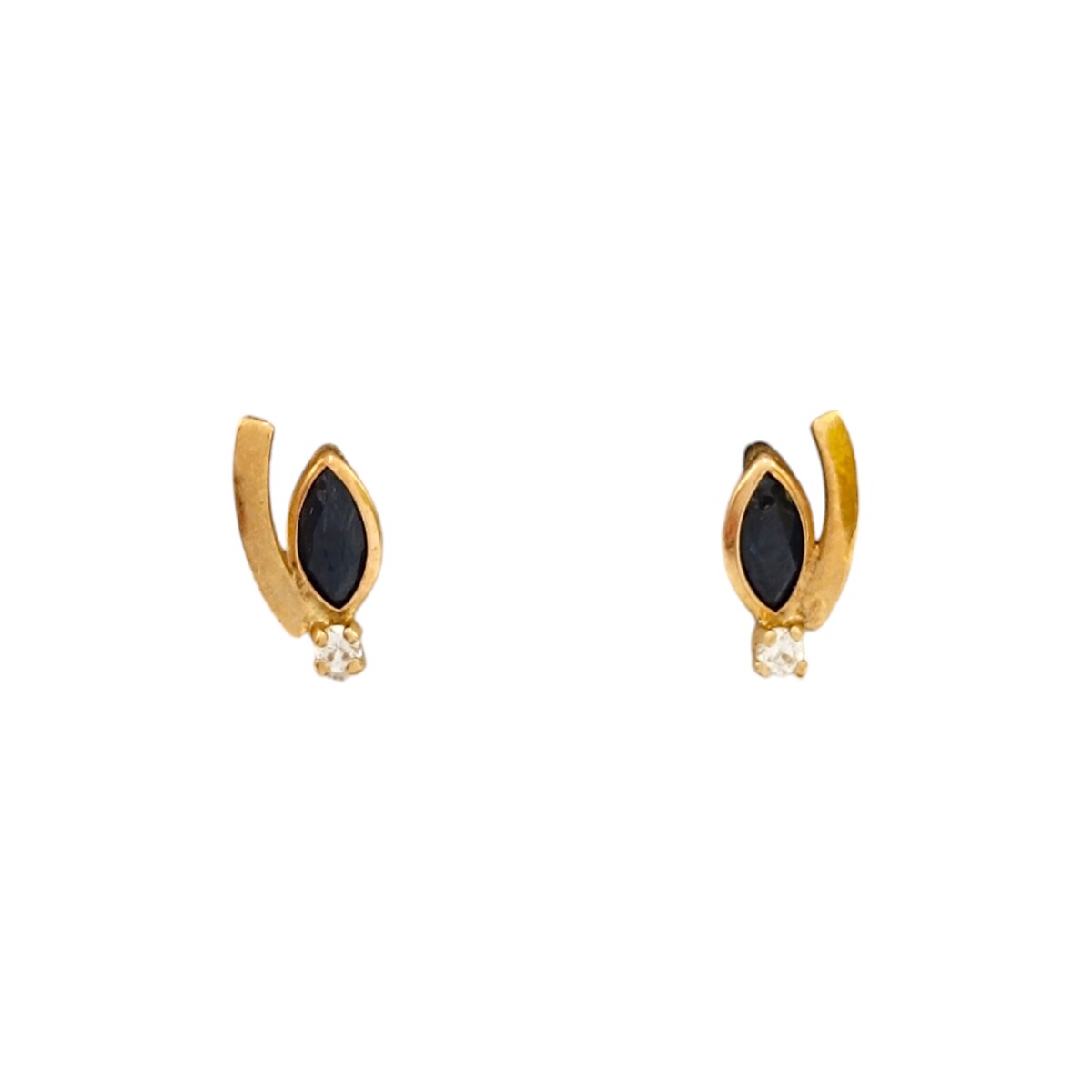 Caravanas Pétalo de zafiro oro- Oro bajo - Zafiro y zirconia- CA8188 - conpiedra 