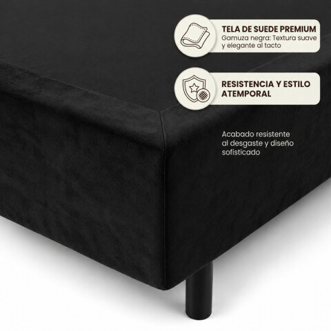 Base Box Sommier Tapizada Negra para Colchón 88x188x35 Simple
