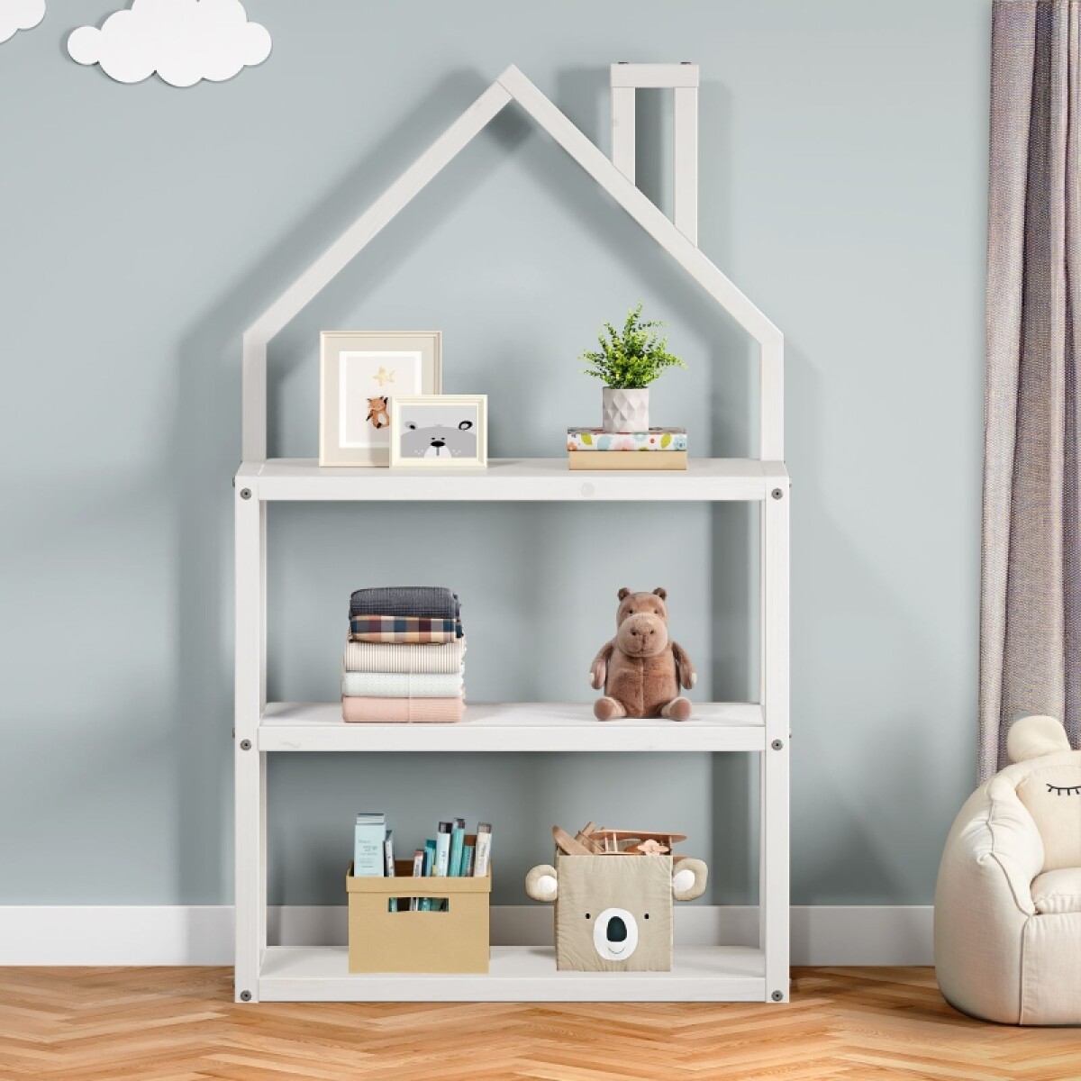 ESTANTERIA BILBIOTECA MADERA MACIZA DORMITORIO - Blanco 