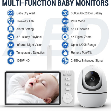 Baby Call con cámara ABDtech 5" HD Visión Nocturna Baby Call con cámara ABDtech 5" HD Visión Nocturna
