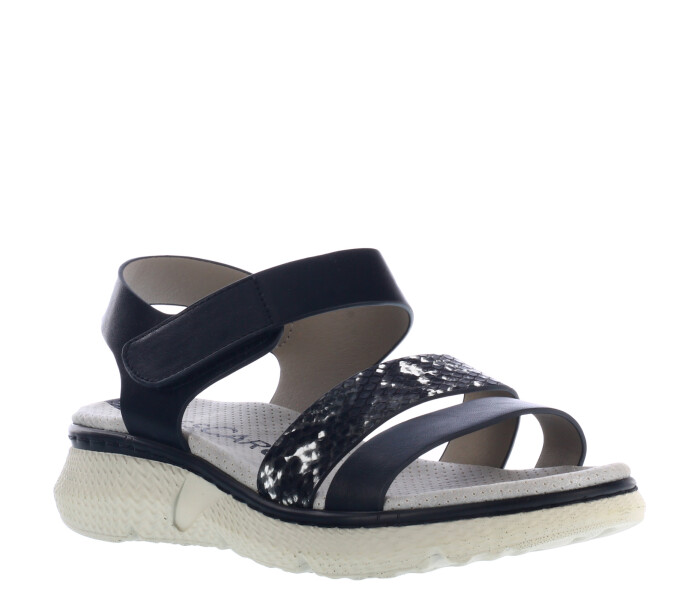 Sandalia de Mujer Miss Carol CADY con materiales combinados y tobillera con velcro Negro