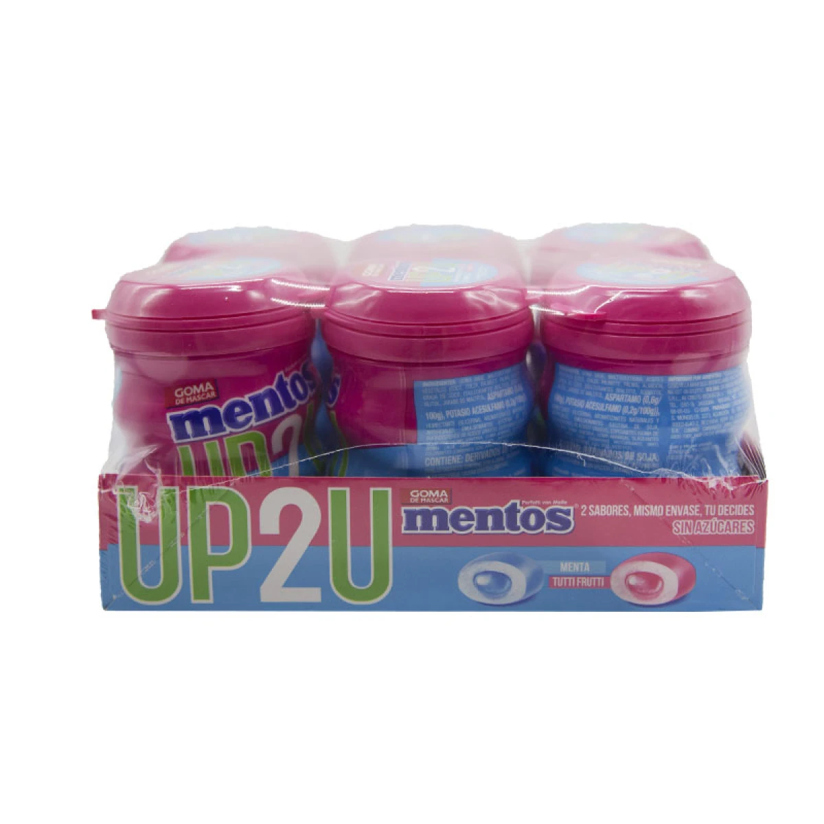 MENTOS GUM Pure UP2U Rosado Display 6 Pcs 