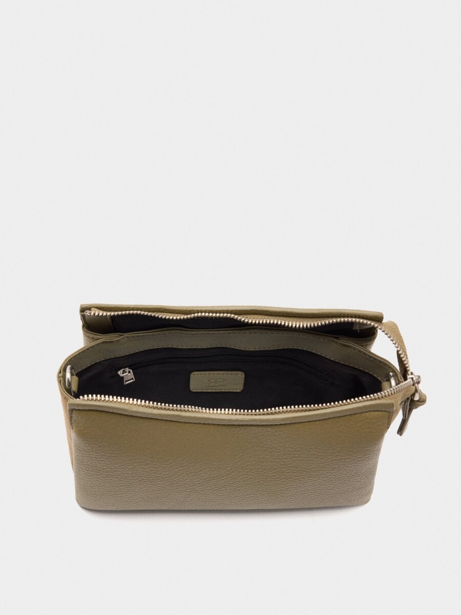 Bolso Bandolera Con Textura Efecto Piel caqui