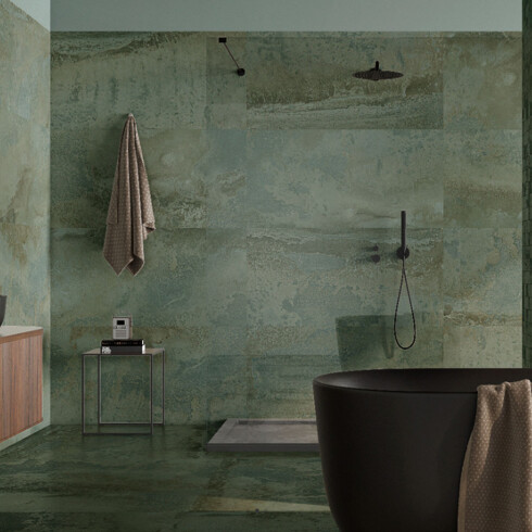 PORCELANATO RECTIFICADO SATINADO GAMAS DE VERDE OXIDOS Y GAMAS DE VERDE