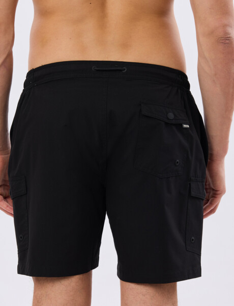 SHORT CARGO DE BAÑO LISO Negro