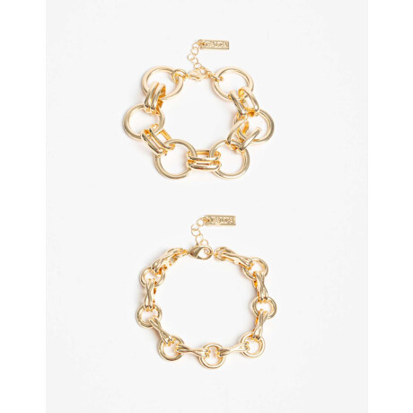 Pulseras Flexibles Sets Metal Dorado