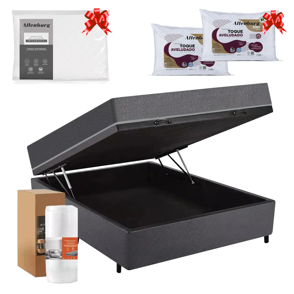 Box baúl + Colchón 2 plazas + 2 almohadas + protector de colchón! 