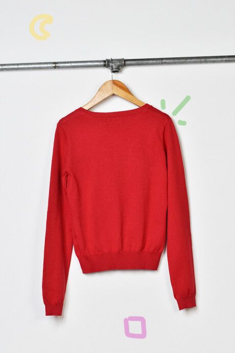 Cardigan Niña escote U Rojo