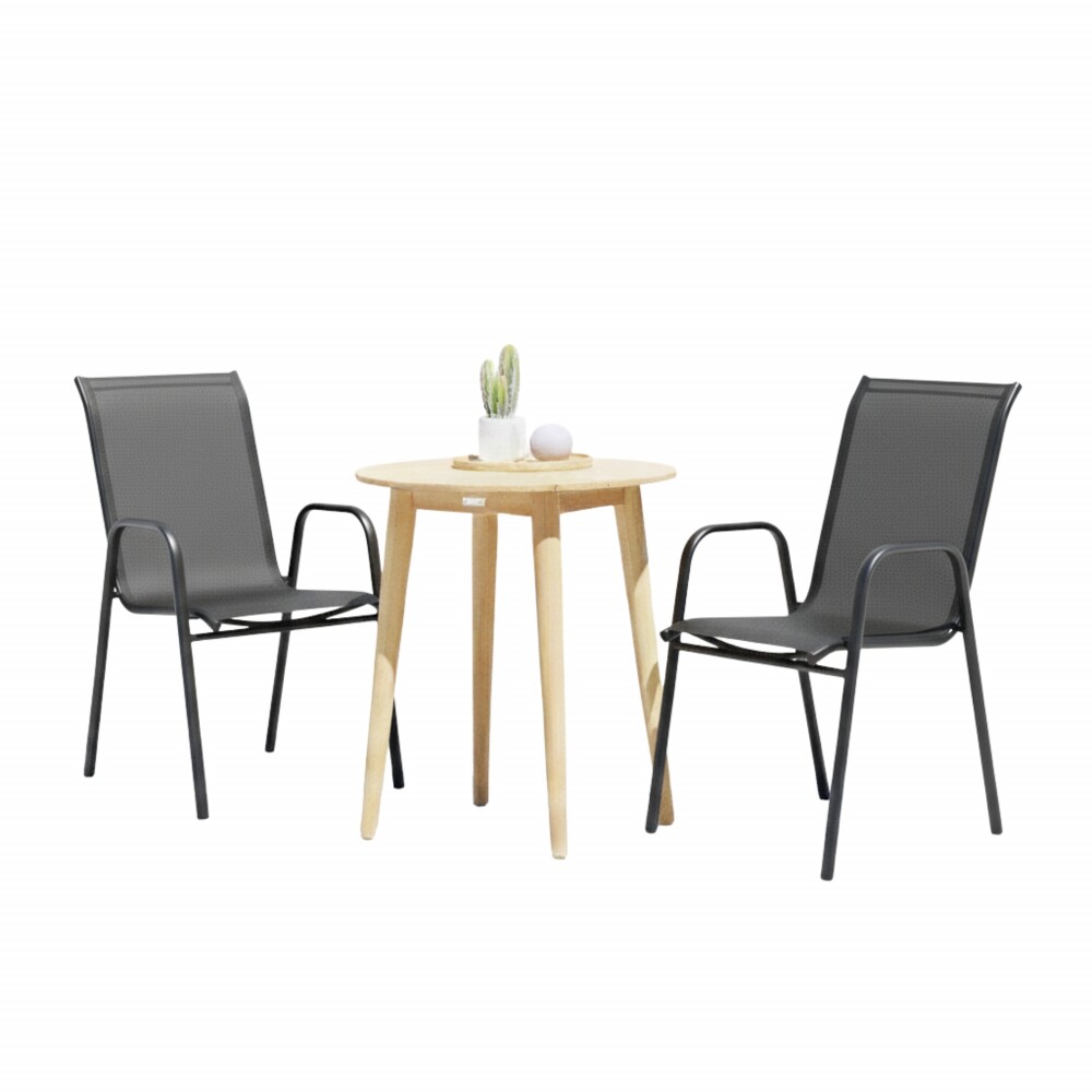 Sillas Textilina y acero mas Mesa de Eucaliptus - Nassau Negro
