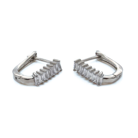 Par de aros de plata 925 rodinada con circonias. Par de aros de plata 925 rodinada con circonias.