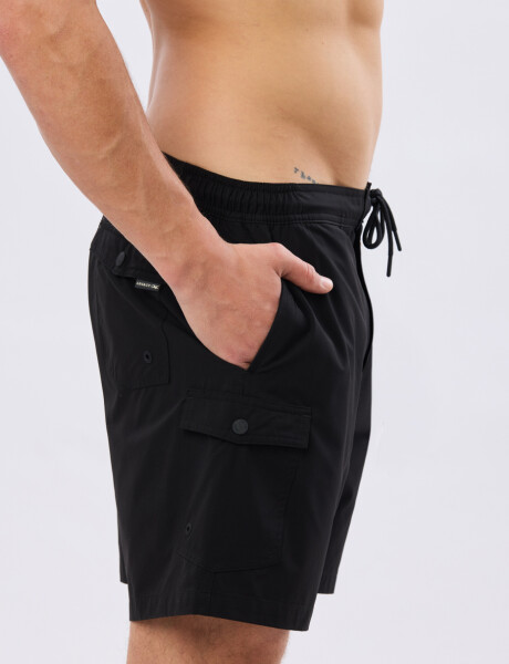 SHORT CARGO DE BAÑO LISO Negro