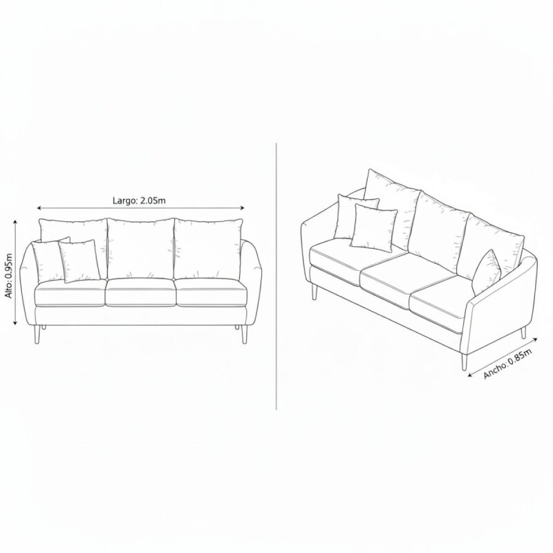 SOFA NEW RIGHE 3C - GRIS 305533 (CD) Unica