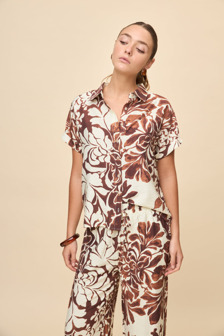 CAMISA ELVINA PRINTED Marron