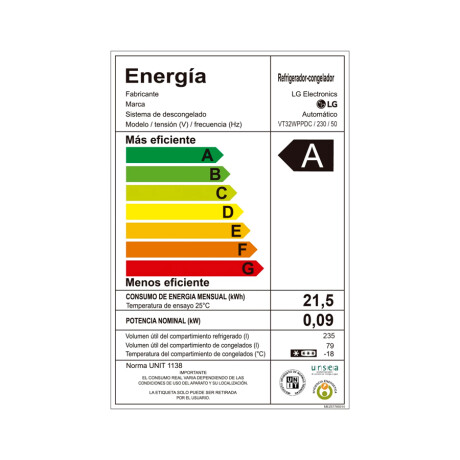 Heladera de 312 Lts LG VT32WPPDC Heladera de 312 Lts LG VT32WPPDC