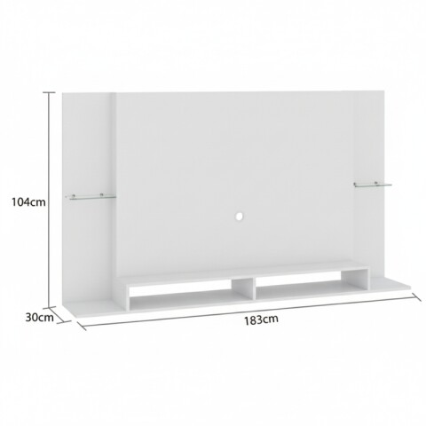 Rack Flotante Tv 60 Pulgadas Blanco - Con Estantes De Vidrio Y Pasacables Rack Flotante Tv 60 Pulgadas Blanco - Con Estantes De Vidrio Y Pasacables